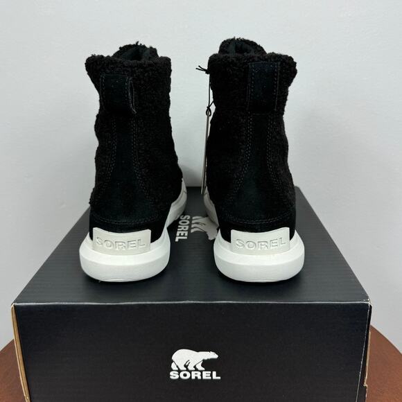 New Sorel Explorer Next Joan Cozy Boots in Black Suede/Faux Shearling Size 6 - Picture 8 of 9